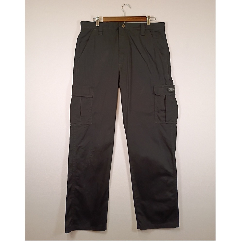 Workwear Gorpcore Wrangler Mens 34x32 Black Loose Fit Tech Pocket Cargo Pants
